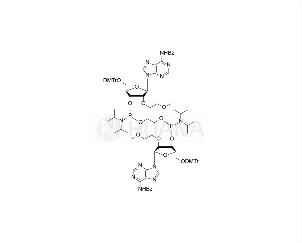 Ethan-1,2-di(5'-O-DMTr-2'-O-MOE-rA(Bz)-3'-oxy) bis ((diisopropylphosphoramidit)