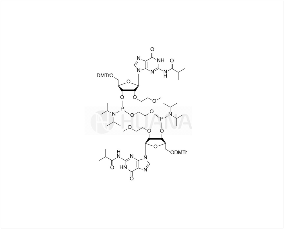 Ethan-1,2-di(5'-O-DMTr-2'-O-MOE-rG(iBu)-3'-Oxy) bis ((Diisopropylphosphoramidit)